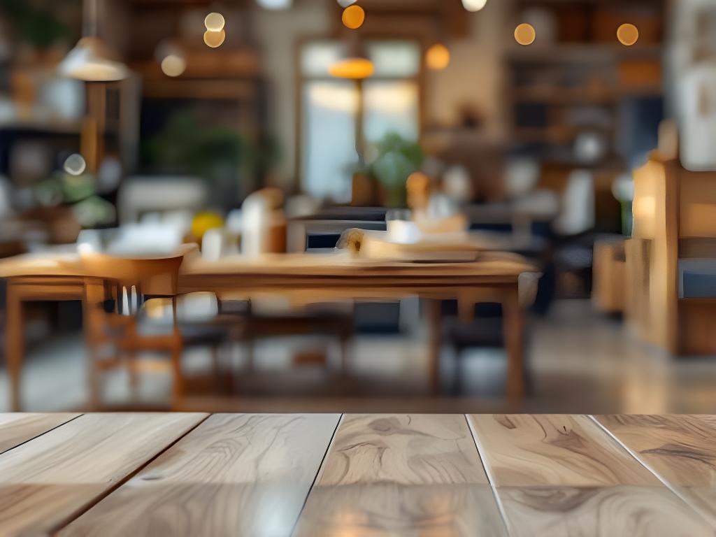Elegant eingerichteter Beratungsbereich in einer Zürcher Möbelmanufaktur mit Holzmustern und ruhigem Tageslicht